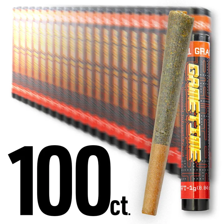 100 PACK Game Time SATIVA - THCa Diamonds Infused Pre Rolls - 100 BULK